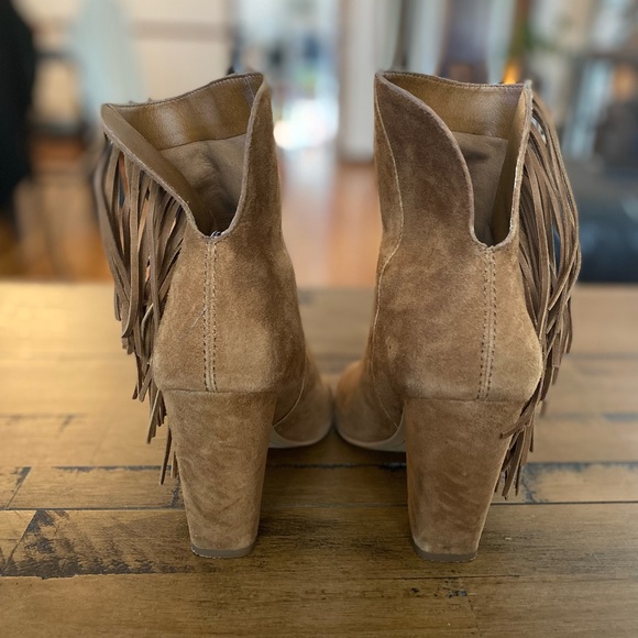 Dolce Vita Mazarine peep toe bootie. Color: dark saddle suede/cognac. Size 6.5. - Picture 2 of 4